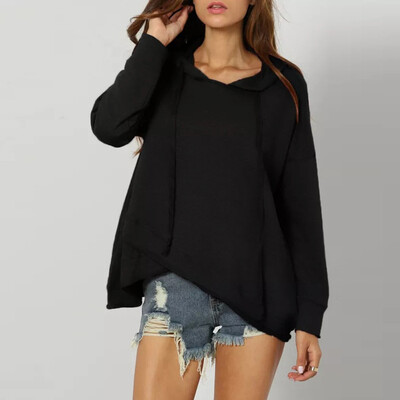 

Starmoon Womens Casual Lace Up Long Sleeve Hoodie Pullover Solid Sweatshirt