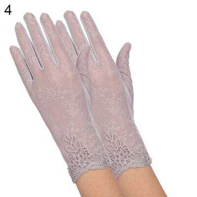 

Lady Fashion Ice Silk Flower UV Protection Non-Slip Driving Screentouch Gloves