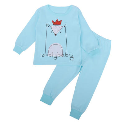 

2pcs 3-6T Kids Baby Pajamas Set Boy Girl Cartoon Fox Long Sleeve Tops Pants
