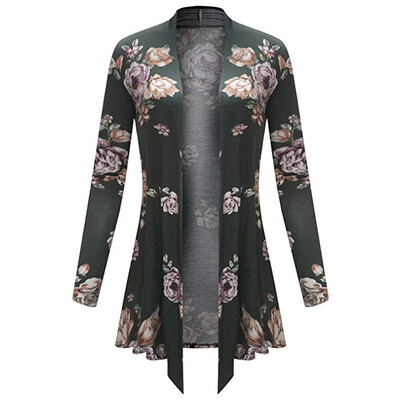 

Roseonmyhand Women Long Sleeve Irregular Print Casual Cardigan Coat Tops Blouse