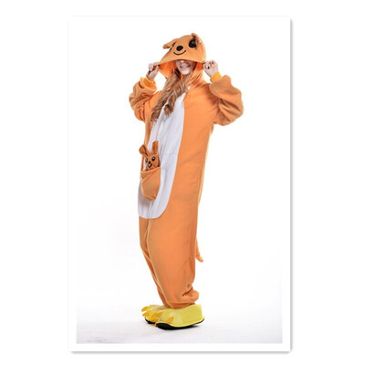 

Cartoon kangaroo pajamas unisex pajamas suit cartoon pajamas men&women pajamas flannel animal pajamas