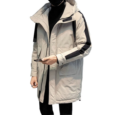 

ZHUO DENG NU Mens Mid-length Cotton Jacket Tooling Loose Hoodie