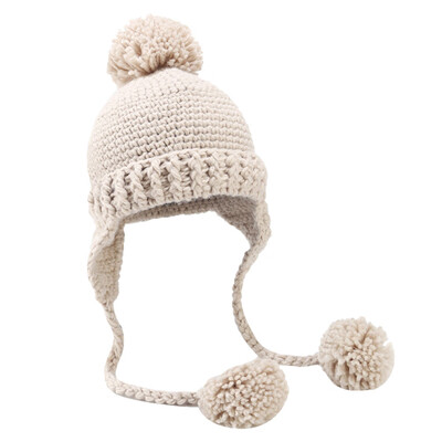 

Tailored Fashion Women Winter Knit Hat 3 Ball Collar Set Thick Warm Solid Earmuff Hat