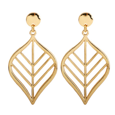 

1Pair Women Fashion Metal Leaf Leaf Earrings Ear Clip Fashion Earring