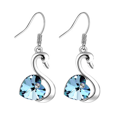 

1 Pair 2019 New Rhinestone Pendant Swan Necklace Earring Jewelry Gift for Women Diamond