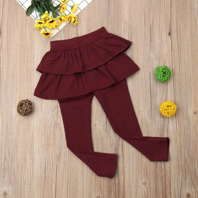 

3-11Y Kids Girls Warm Cute Cake Culottes Leggings With Ruffle Tutu Skirt Pants