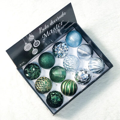 

8cm Christmas Tree Decoration Many Colours Ball Christmas Tree Pendant-12 Boxed