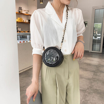 

Tailored Womens Fashion Circular Jelly Transparent Bag Package Woven Messenger Bag