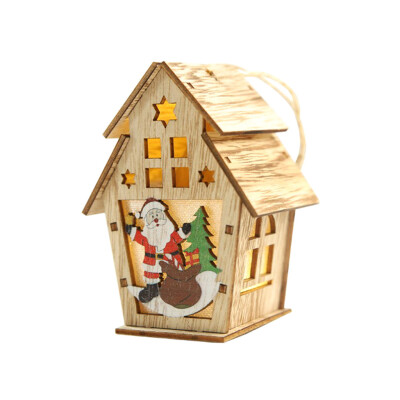 

Gobestart Wood House Cute Christmas Tree Hanging Ornaments Holiday Decoration