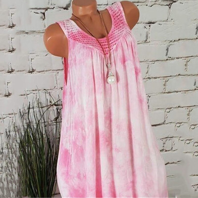 

Starmoon Women Plus Size Casual Lace Splice Print Daily Sleeveless Vest Tops Shirt Blouse