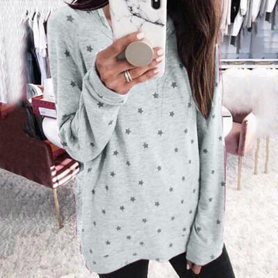 

Tailored Autumn And Winter New Women Blouse Stars Printed Fashion Round Neck Blouse