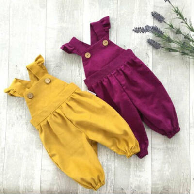 

US Toddler Baby Girl Bib Pants Fly-Sleeve Sling Sleeveless Summer Outfit Clothes