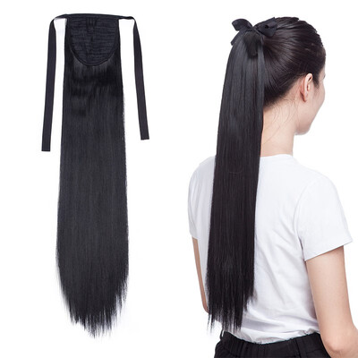 

One Piece Tie Up Ponytail Clip in Hair Extensions Hairpiece Binding Pony Tail Extension for Girl Lady Woman