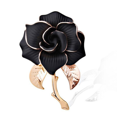

Camellia Brooches Jewelry for women Wholesales Fashion Rose Gold Color Zircon Crystal Luxury