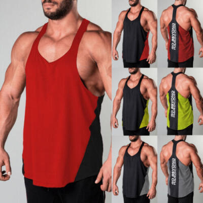 

US Gym Mens Muscle Sleeveless Tank Top T-Shirt Bodybuilding Sport Fitness Vest