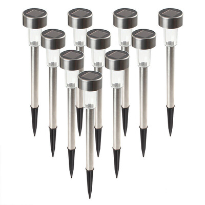

〖Follure〗12PCS Garden Outdoor Stainless Steel LED Solar Landscape Path Lights Yard Lamp