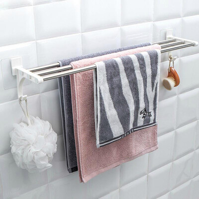 

Siaonvr Double Chrome Wall Mounted Bathroom Towel Rail Holder Shelf Storage Rack Bar