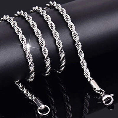 

Womens Mens 925 Sterling Silver Twist Chain Necklace Charm Fashion Jewelry