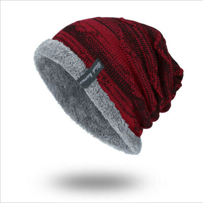 

Men Women Cable Knited Fleece Warm Winter Wool Slouchy Beanie Hat Cap Baggy