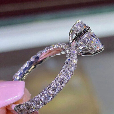 

Sparkling Filled White Diamond Ring Engagement Bridal Wedding Rings Jewelry