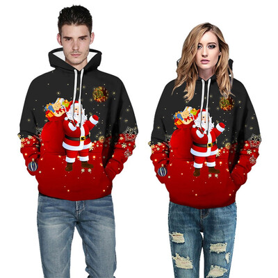 

Gobestart Mens Casual Christmas Funny 3D Print Party Long Sleeve Hoodie Top Blouse Coat