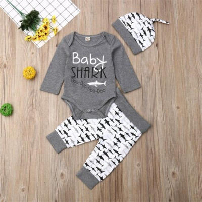 

US Newborn Boy Baby Bodysuit Romper Long Pants Leggings Hat Outfit Clothes Set
