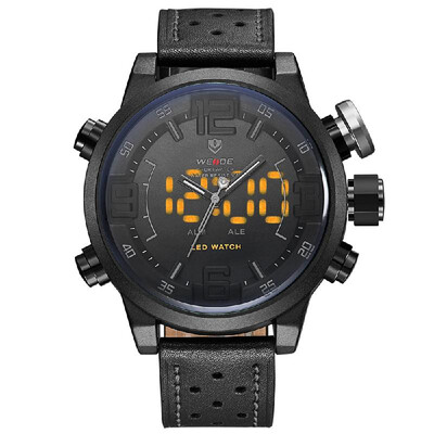 

WEIDE WH5210 Dual Display Two Movement Quartz Digtal Men Watch 3ATM Waterproof LED Backlight Dual Time Zone Week Alarm Month Calen
