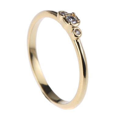 

High Quality Elegant Goldsilver Color 3 Zircons Stone Rings Bridal Wedding Ring Women Wholesale