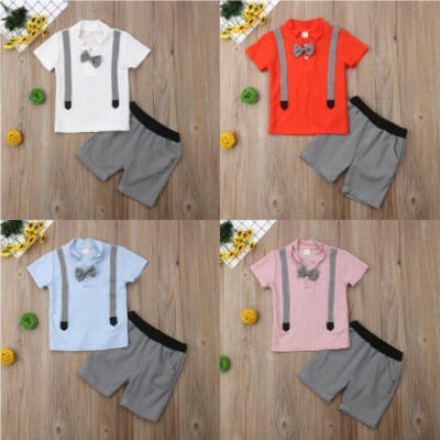 

2pcs Newborn Baby Boy Fashion Short Sleeve T-shirtShorts Kids Summer Cotton Set