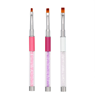 

3pcs Nail Art UV Gel Builder Brush Flat Nylon Brush Head Nail Art Salon Pen Rhinestone Acrylic Handle DIY Nail Tools
