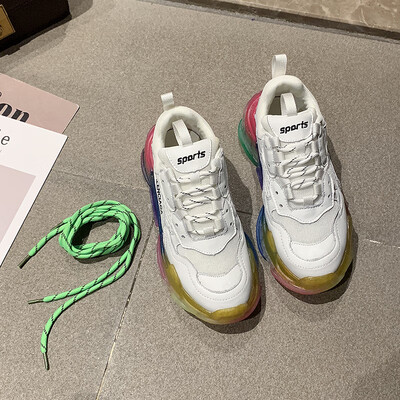 

Rainbow Dads Shoes&Womens Summer Redwood Super Fire Ins Moisture Thick-soled Muffin Cake Mesh Air-permeable Sports Shoes