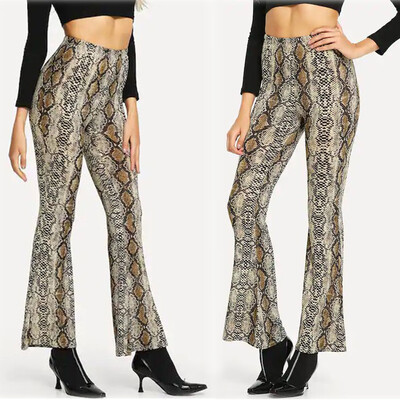 

Tailored Women Animal Print Look Lady Long Leopard Snaks Pants High Waist Pants