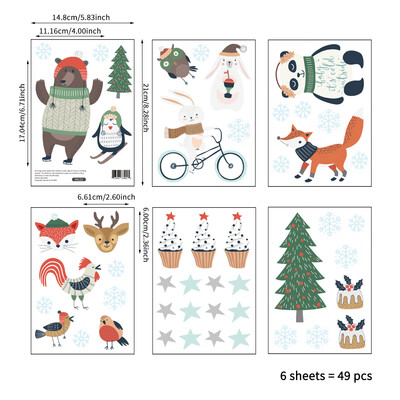 

Cute Animal Wall Sticker Christmas Home Bedroom Decor Self-adhesive Removable