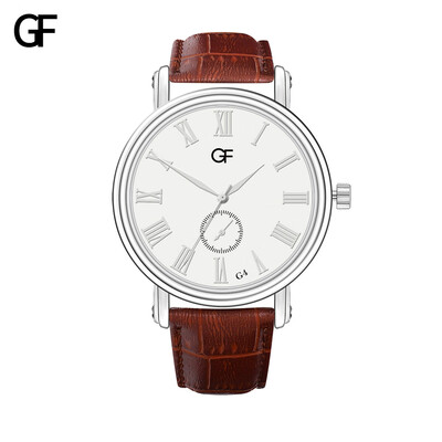 

Gobestart New Fashion High-End Mens Quartz Letter Watch Leather Strap Mens Watch