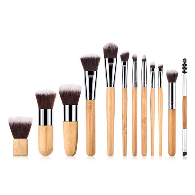 

Toponeto 12PCS Bamboo Cosmetic Makeup Brush Brushes Foundation Powder Eyeshadow Brushes