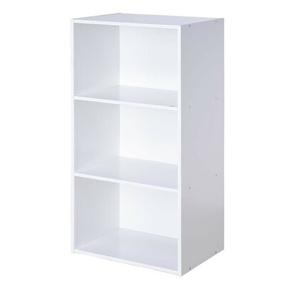

3 Open Shelf Bookcase Modern Storage Display Cabinet-White