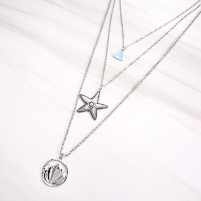 

Multilayer Necklace for Women Lotus Starfish Star Shape Pendant Necklace Gift