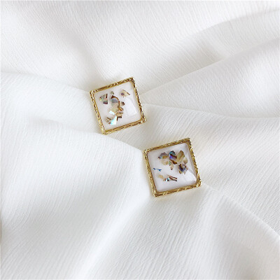 

2019 latest design brand earrings female models square shell earrings gifts for women