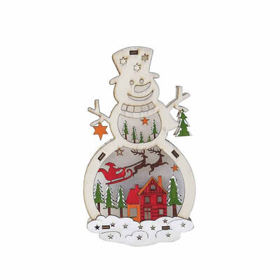 

〖Follure〗Wooden Santa ClausSnowman Lamp Ornament Home Christmas Party Table Decor