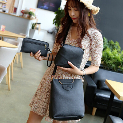 

Tailored 3Pcs Womens Leather Shoulder Bag with Crossbody Bag&Handbag BK