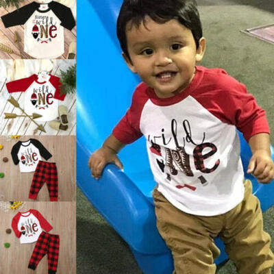 

2PCS Newborn Toddler Baby Girl Outfit Clothes Set Top Shirt Plaid Pants Legging
