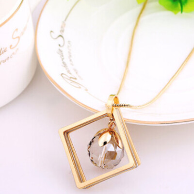 

2019 New High Quality Fashion Accessories Diamond Simple Long Crystal Necklace