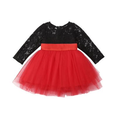 

Christmas Princess Kids Baby Girls Lace Floral Dress Tulle Tutu Party Dresses