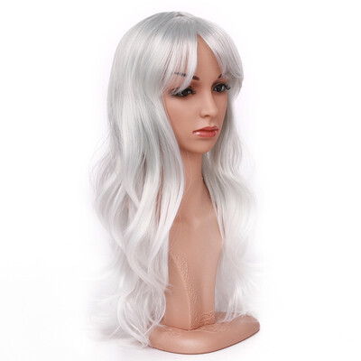 

Long Full Wig with Bangs Ombre Natural Wave Heat Resistant Synthetic Wig Dyeing Color Curly Wavy Cosplay Wigs Costume Dress