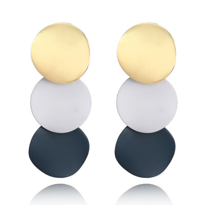 

2018 New Elegant 3 Colors Uneven Round Metal Drop Earrings for Women Geometric Alloy Earrings Fashion Jewelry GIRL Gift EK801