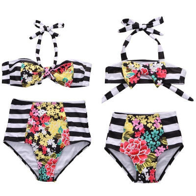 

Daughter&Mother Swimwear Bowknot Bandage Bikini Set Push-up Beachwear Swimsuit