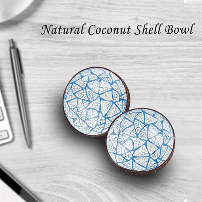 

Toponeto Bowl Colorful Handmade Food Container Coconut Shell Paint Dishes Craft Natural