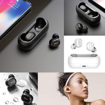 

QCY T1C BT Earphones Mini Headphones Sport Running Wireless Headsets Noise Cancelling 3D Stereo Earbuds with Mic&Charging Box