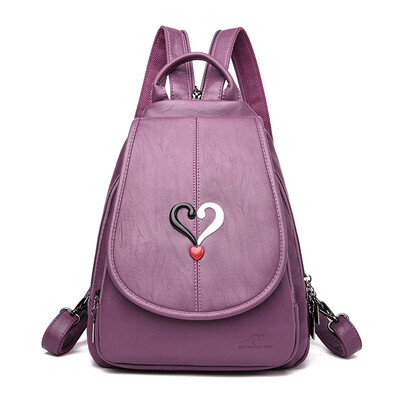 

Small backpack soft leather outdoor waterproof casual double backpack