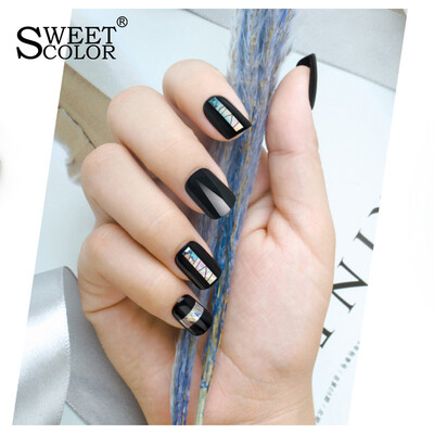 

SweetColor Fashion Nail Patch Set Night Elf 30 Piece Pack Jelly Gel 48 Piece Removable Wear Nail Round Fake Nail Piece Bride Armor